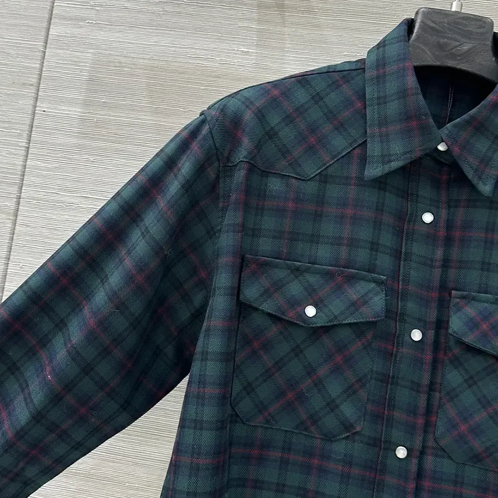 Miu Miu Plaid Shirt with Lettering Logo for Women Miu Miu Plaid Shirt with Lettering Logo for Women