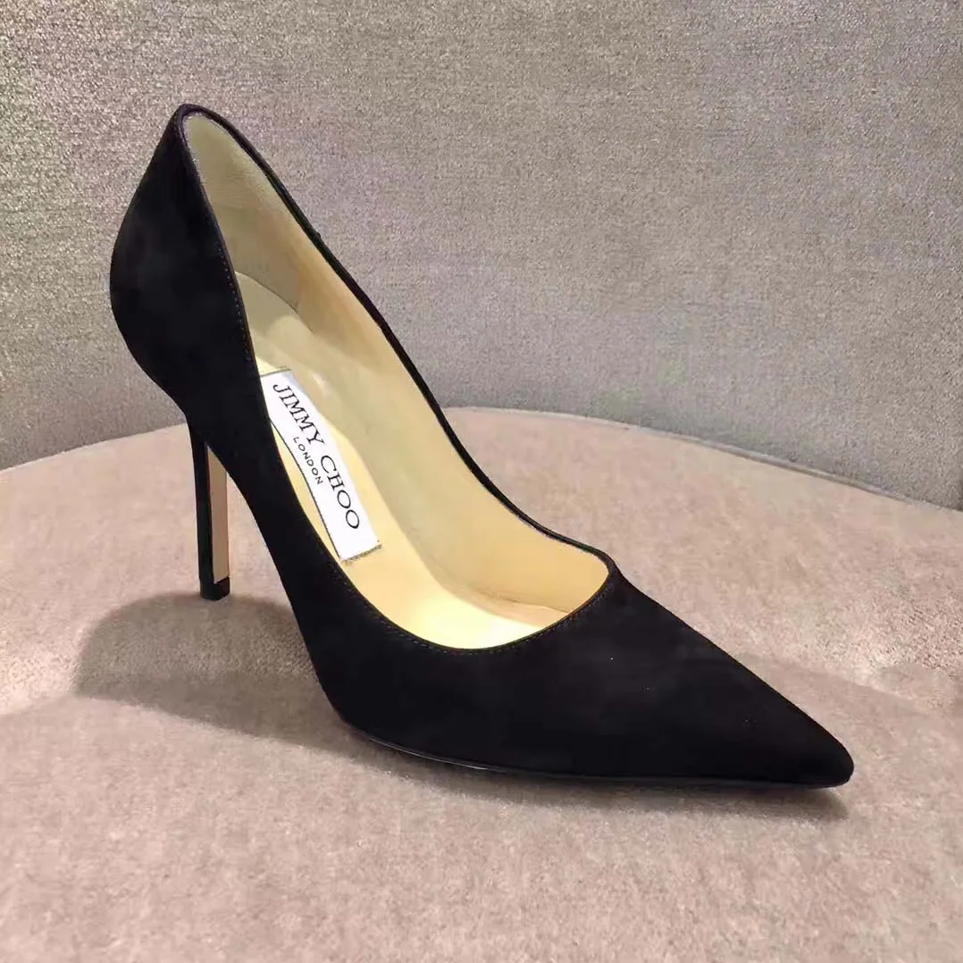 Jimmy Choo Romy 100 Suede Pointy Toe Pumps Shoes Black for Women Jimmy Choo Romy 100 Suede Pointy Toe Pumps Shoes Black for Women