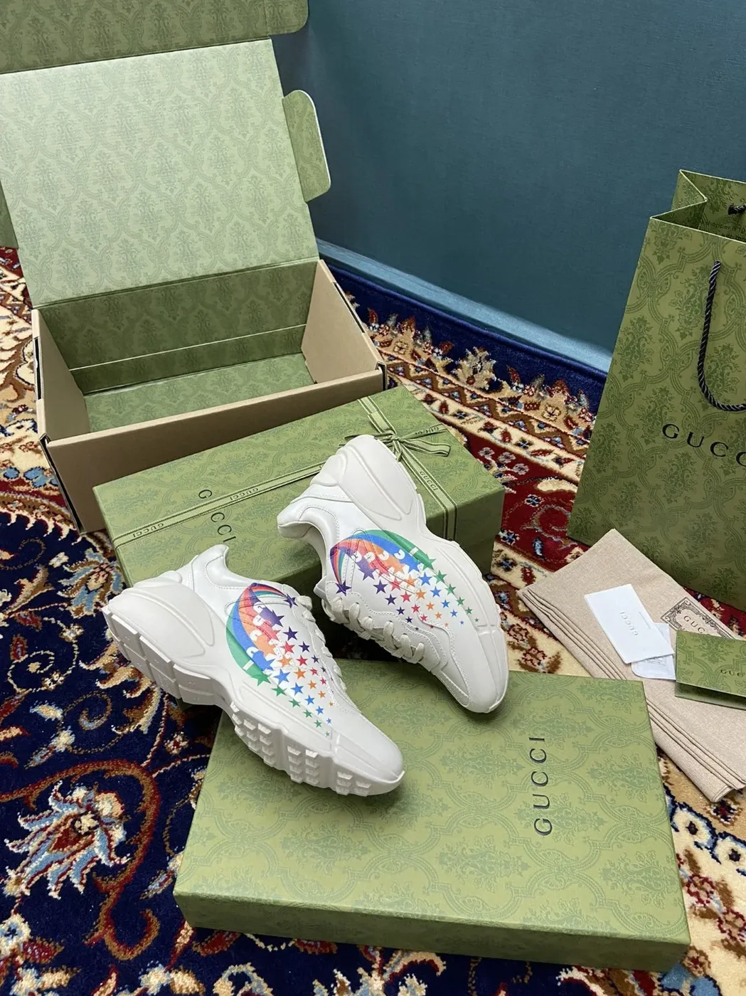 Gucci Rhyton Sneakers With Gucci Stars White Ivory for Men