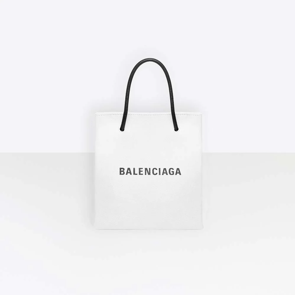 Balenciaga Shopping XXS North South Tote Bag in Squared Calfskin Bag for Women in White Balenciaga Shopping XXS North South Tote Bag in Squared Calfskin Bag for Women in White