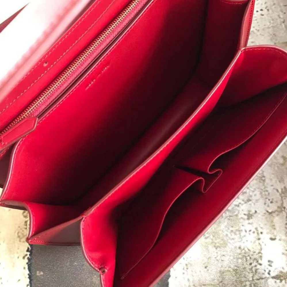 Celine Small Classic Bag in Box Calfskin Leather for Women in Red