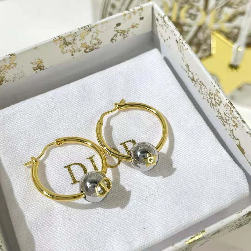 Dior Petit CD Earrings Gold-Finish and Palladium for Women in Finish Metal Dior Petit CD Earrings Gold-Finish and Palladium for Women in Finish Metal