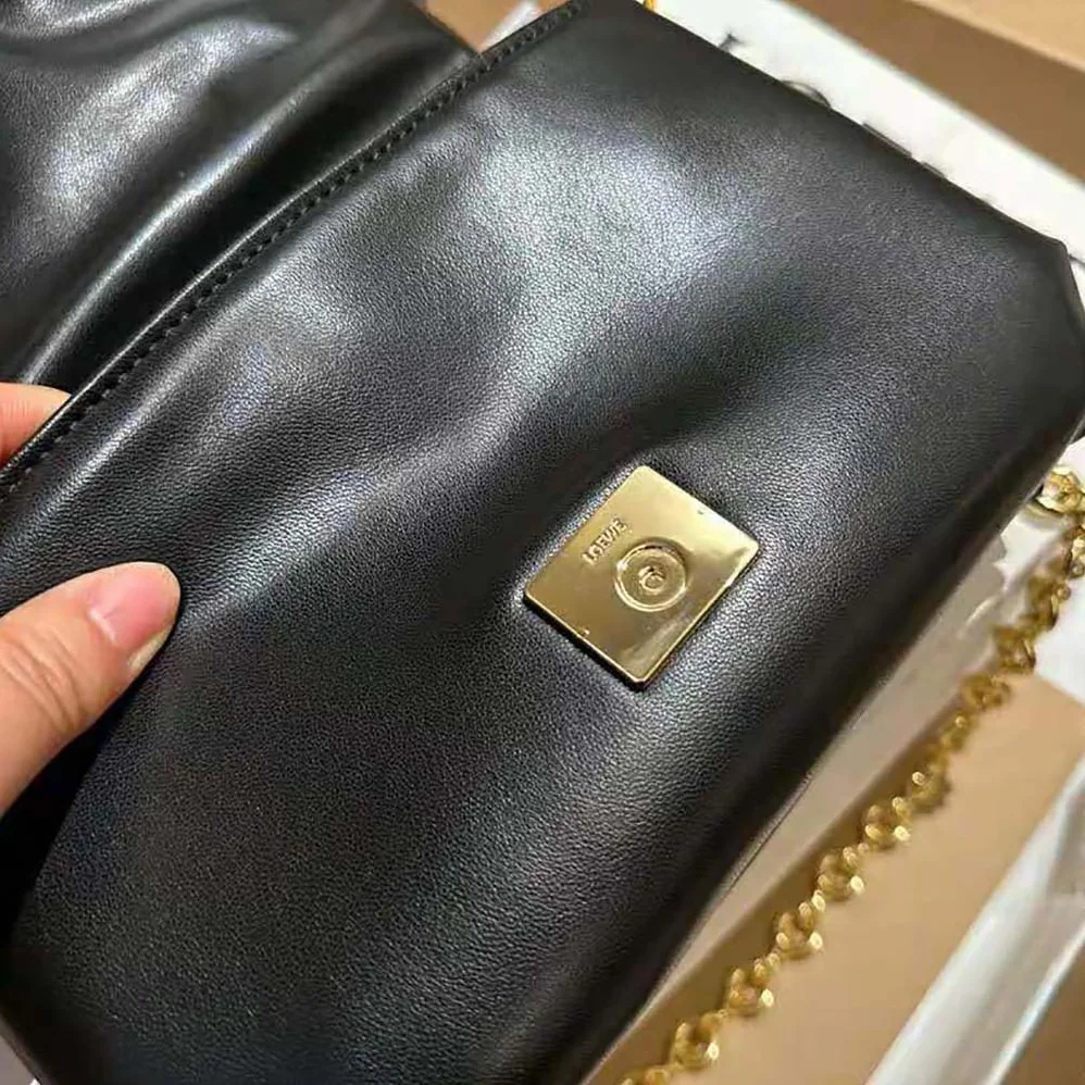 Loewe Puffer Goya Bag in Shiny Nappa Lambskin for Women in Black