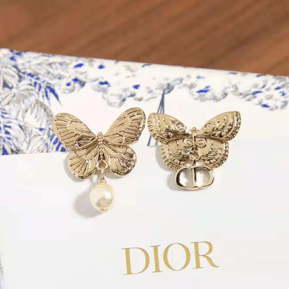 Dior Métamorphose Earrings Matte Gold-Finish Metal with White Resin Pearl for Women