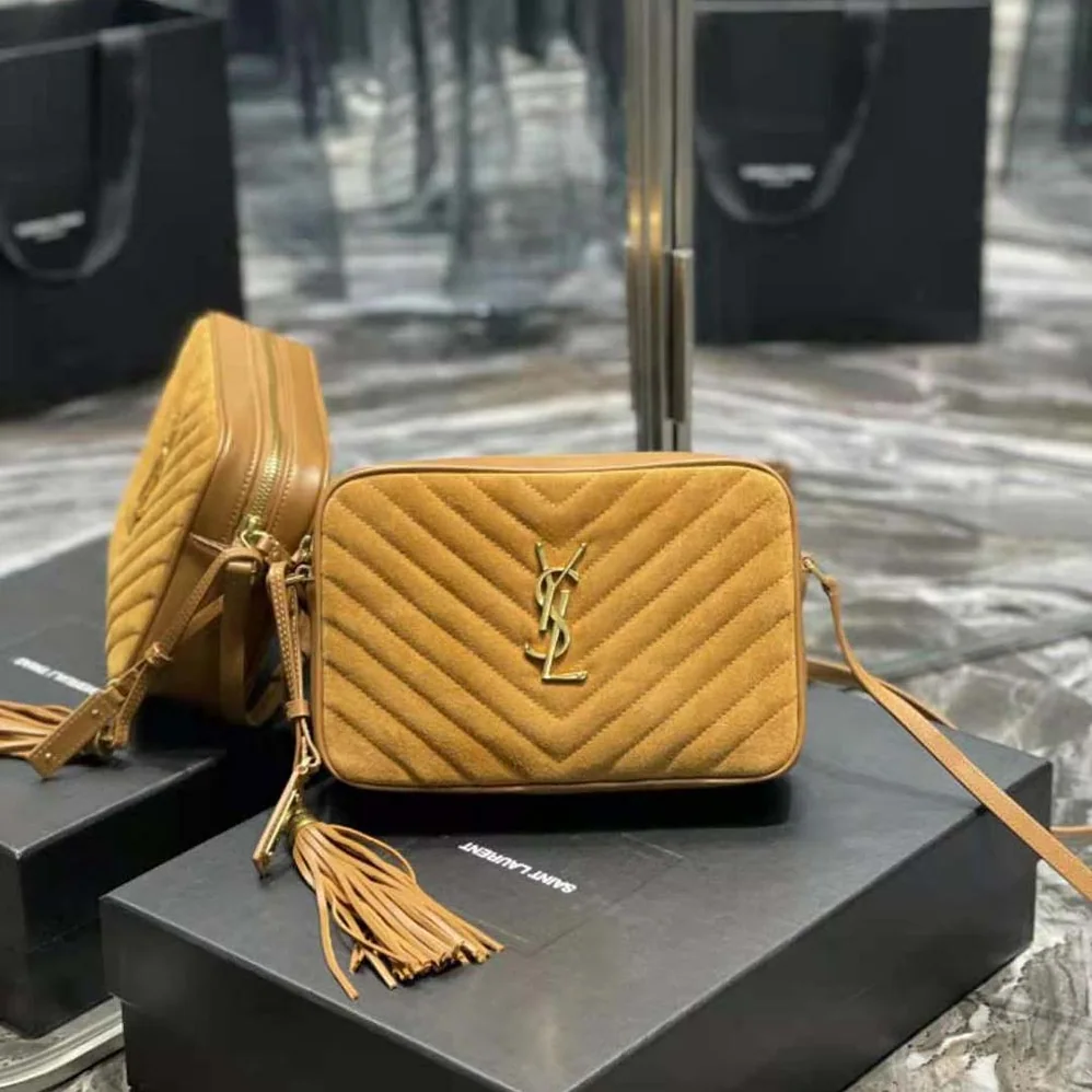 Saint Laurent YSL Lou Camera Bag in Quilted Suede and Smooth Leather for Women