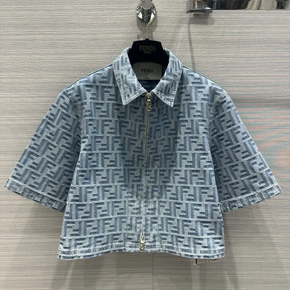 Fendi Light Blue FF Denim Jacket for Women Fendi Light Blue FF Denim Jacket for Women