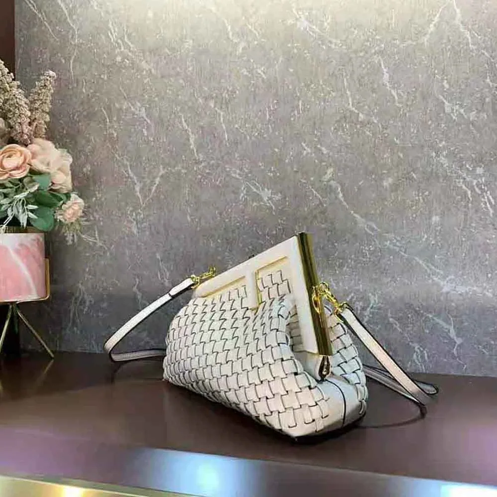 Fendi Fendi First Small Beige Braided Leather Bag for Women