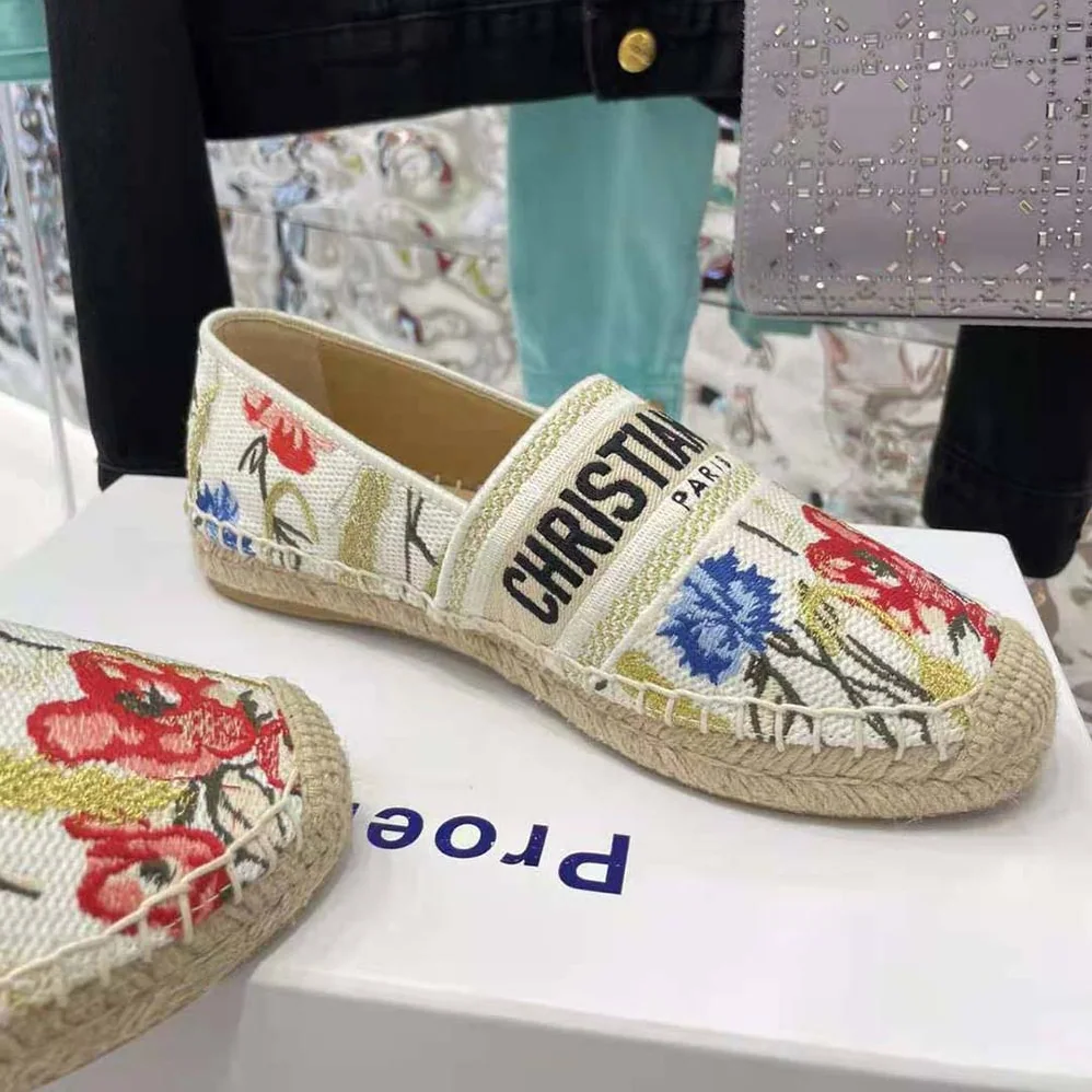 Dior Granville Espadrille Multicolor Cotton with Dior Hibiscus Embroidery for Women Dior Granville Espadrille Multicolor Cotton with Dior Hibiscus Embroidery for Women