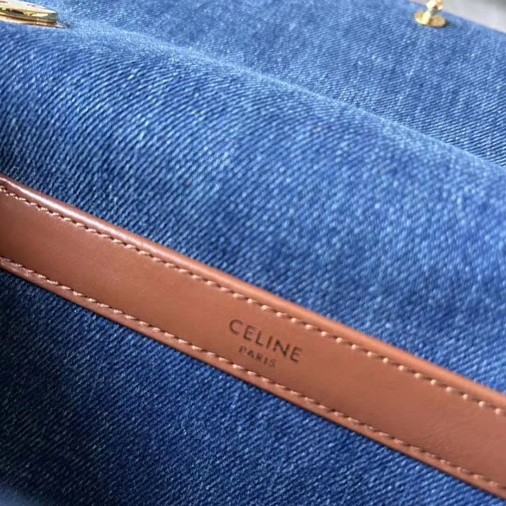 Celine Chain Shoulder Bag Matelasse Monochrome Celine in Quilted Denim for Women Celine Chain Shoulder Bag Matelasse Monochrome Celine in Quilted Denim for Women