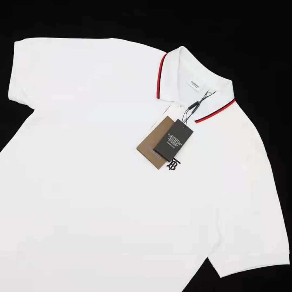 Burberry Icon Stripe Placket Cotton Pique Polo Shirt for Men in White Burberry Icon Stripe Placket Cotton Pique Polo Shirt for Men in White