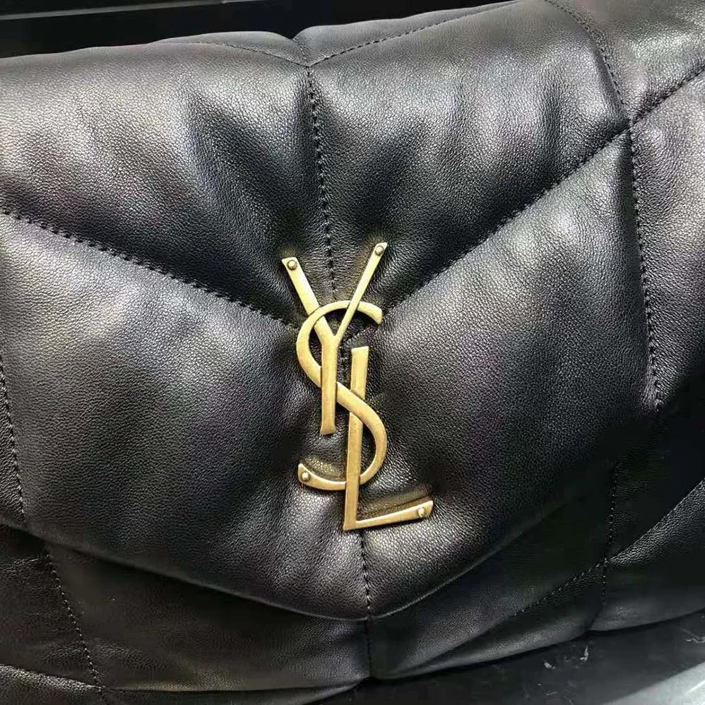 Saint Laurent YSL Puffer Medium Chain Bag in Quilted Lambskin for Women in Black/Gold Saint Laurent YSL Puffer Medium Chain Bag in Quilted Lambskin for Women in Black/Gold