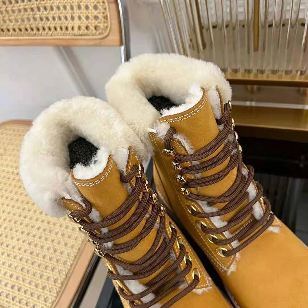 Celine Kurt Lace-up Mid Boot in Nubuck Calfskin and Shearling for Women