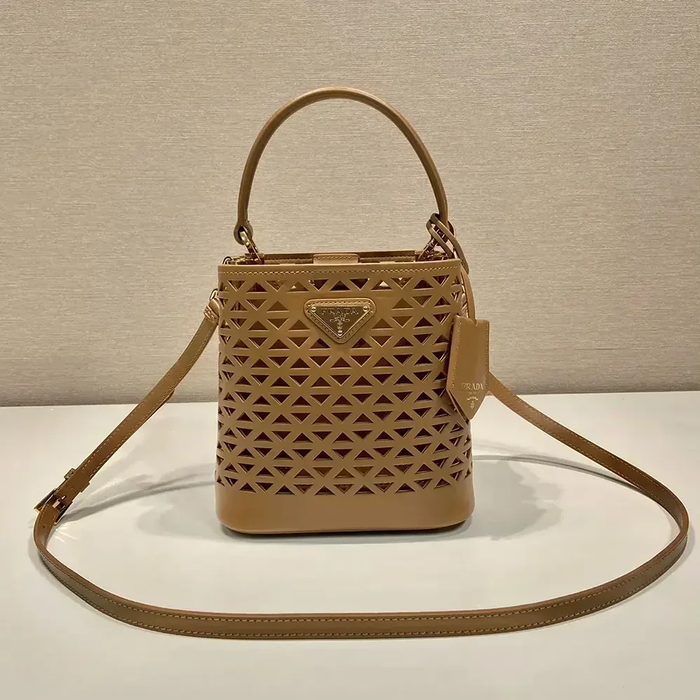 Prada Panier Leather Mini-bag with Cut-out Motif for Women in Brown Prada Panier Leather Mini-bag with Cut-out Motif for Women in Brown