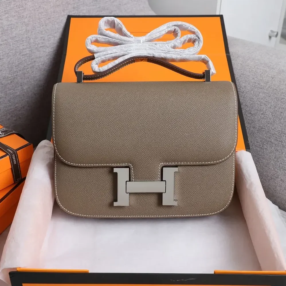 Hermes Constance 19 Bag Epsom Leather for Women in Grey/Silver