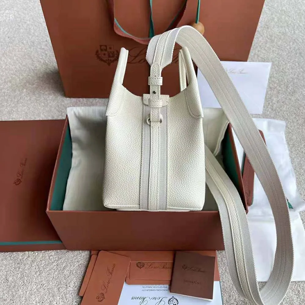 Loro Piana Micro Bale Bag in Calfskin Leather for Women in White Loro Piana Micro Bale Bag in Calfskin Leather for Women in White