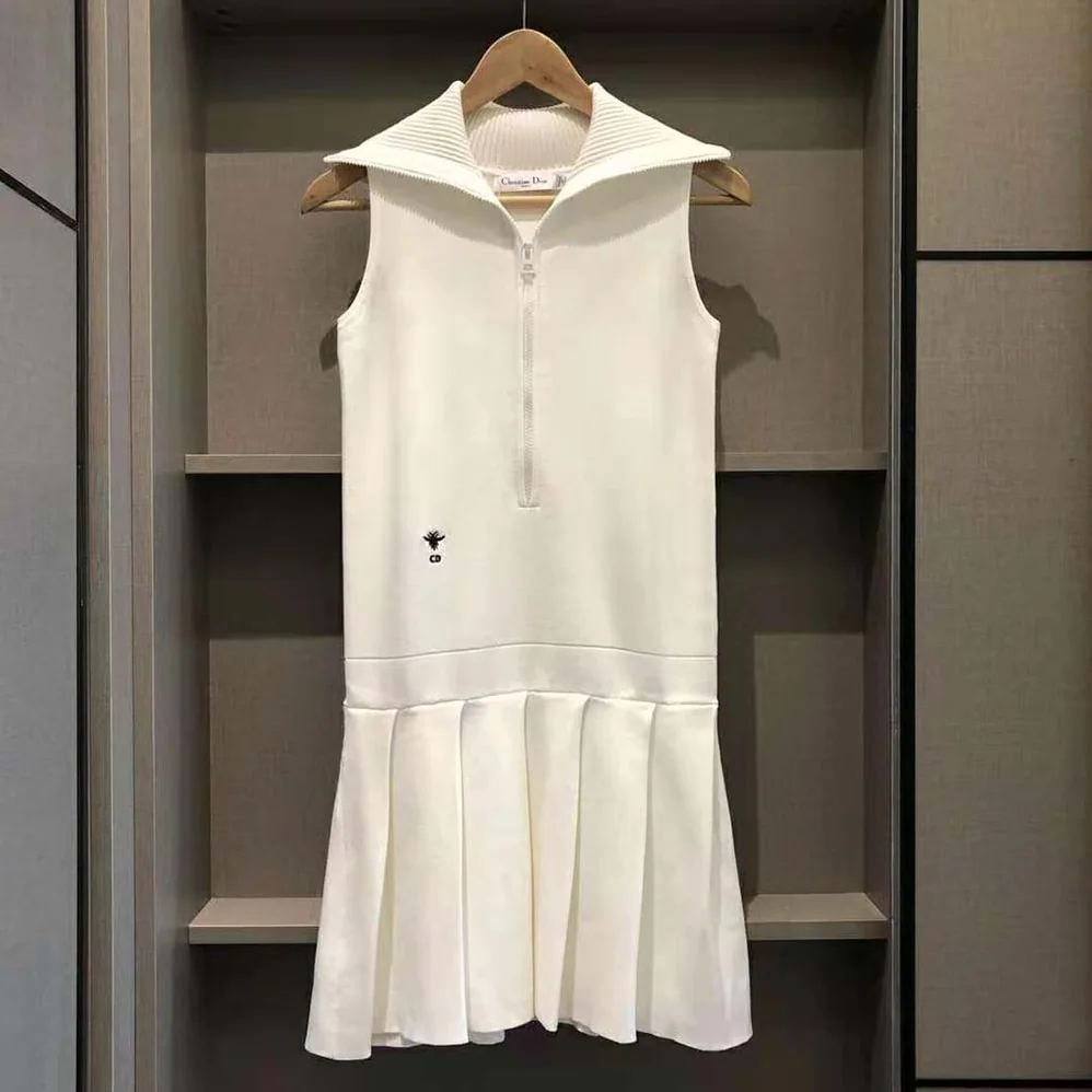 Dior Cropped Fitted Dress White Technical Stretch Pique for Women Dior Cropped Fitted Dress White Technical Stretch Pique for Women