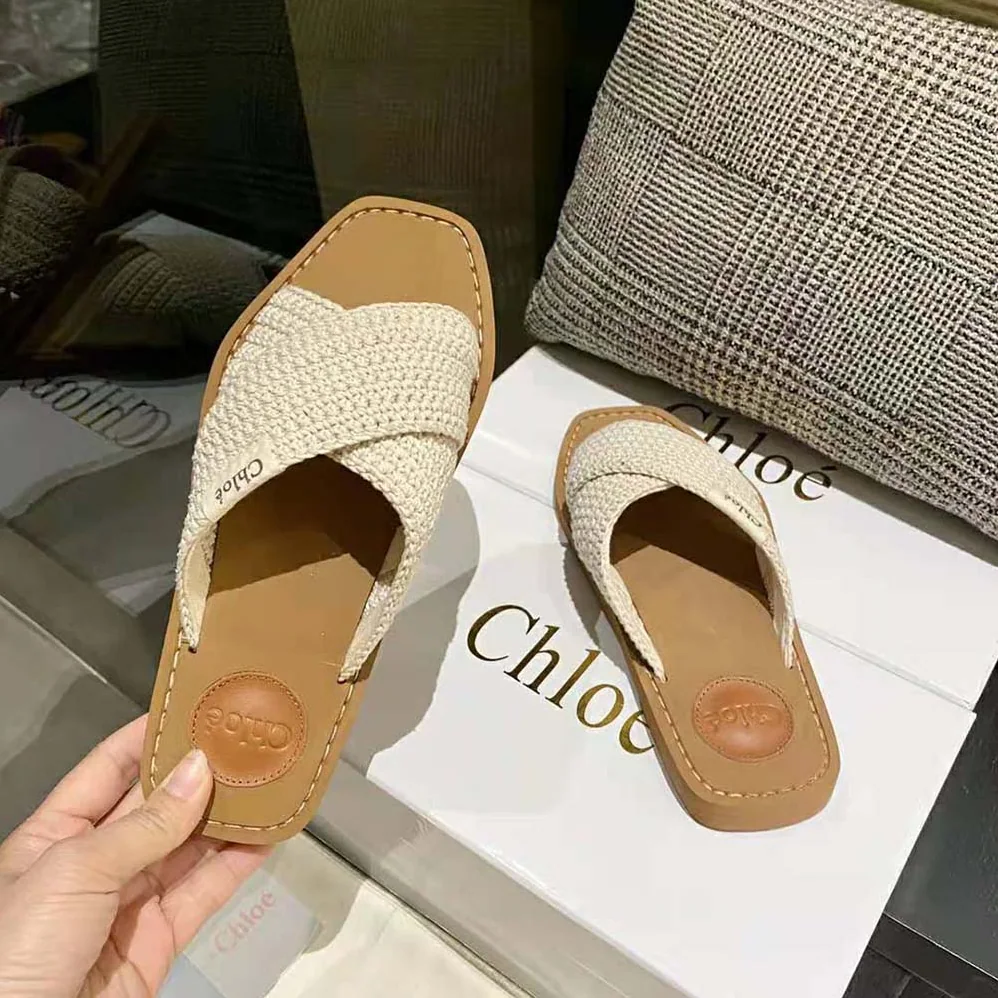 Chloe Woody Flat Mule for Women in Beige Chloe Woody Flat Mule for Women in Beige