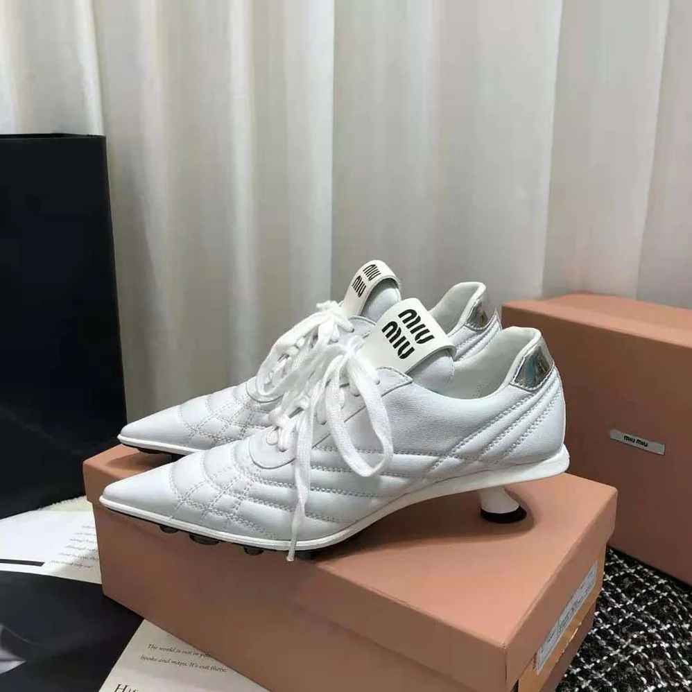 Miu Miu Nappa Leather Mid-heel Sneakers for Women in White