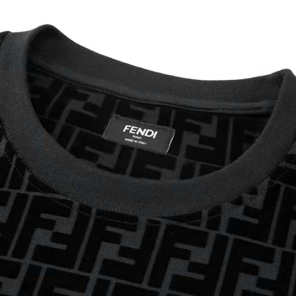 Fendi Black Piqué Sweatshirt-FY1077AFRJF0ABB for Men