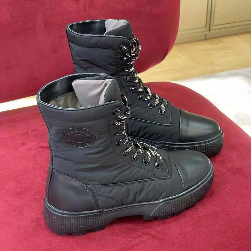 Hermes Fresh Ankle Boot in Quilted Parachute Fabric and Calfskin with Rubber Sole for Women Hermes Fresh Ankle Boot in Quilted Parachute Fabric and Calfskin with Rubber Sole for Women
