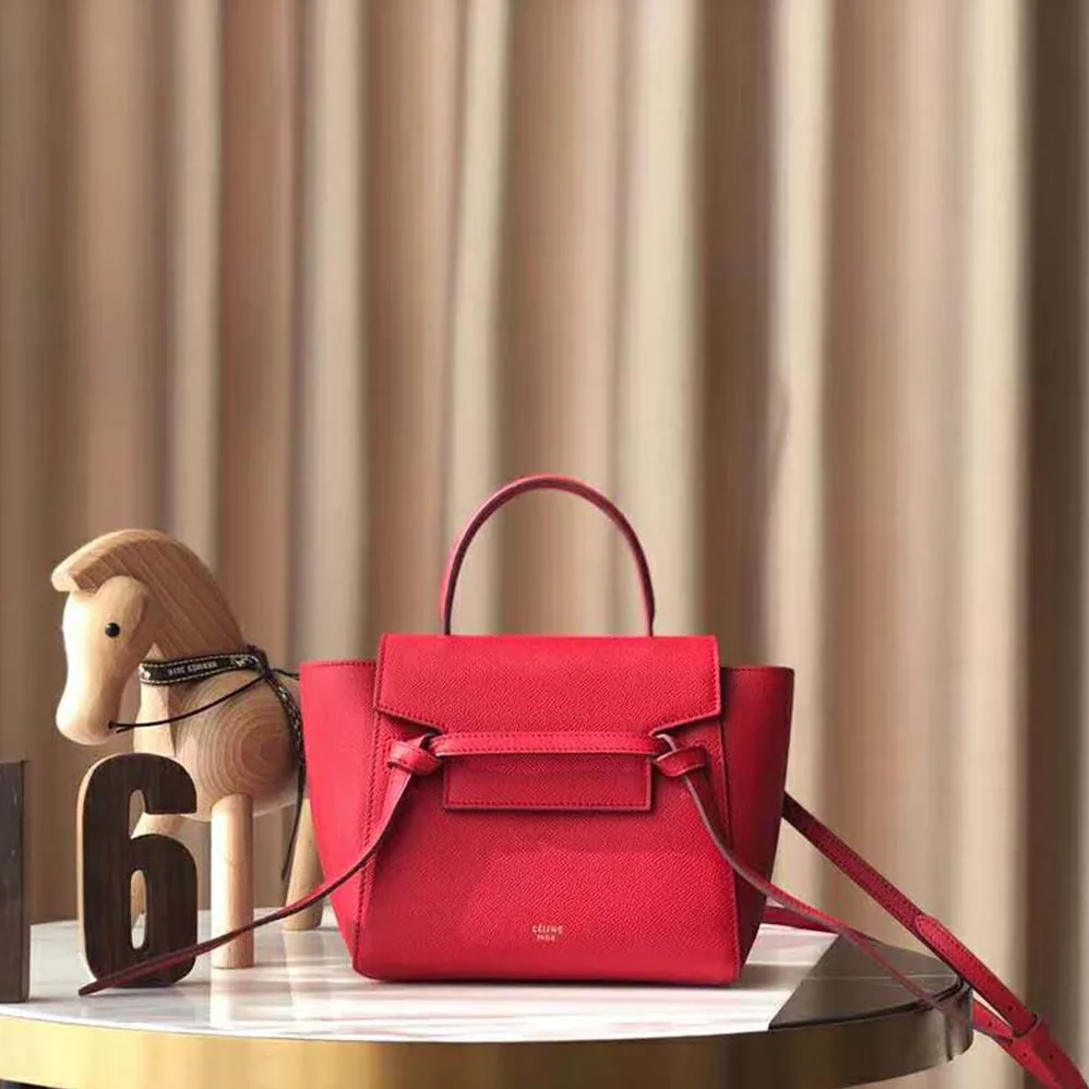 Celine Nano Belt Bag in Grained Calfskin Bag for Women in Red