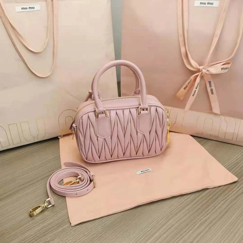 Miu Miu Matelassé Nappa Leather Top-Handle Bag for Women in Pink Miu Miu Matelassé Nappa Leather Top-Handle Bag for Women in Pink