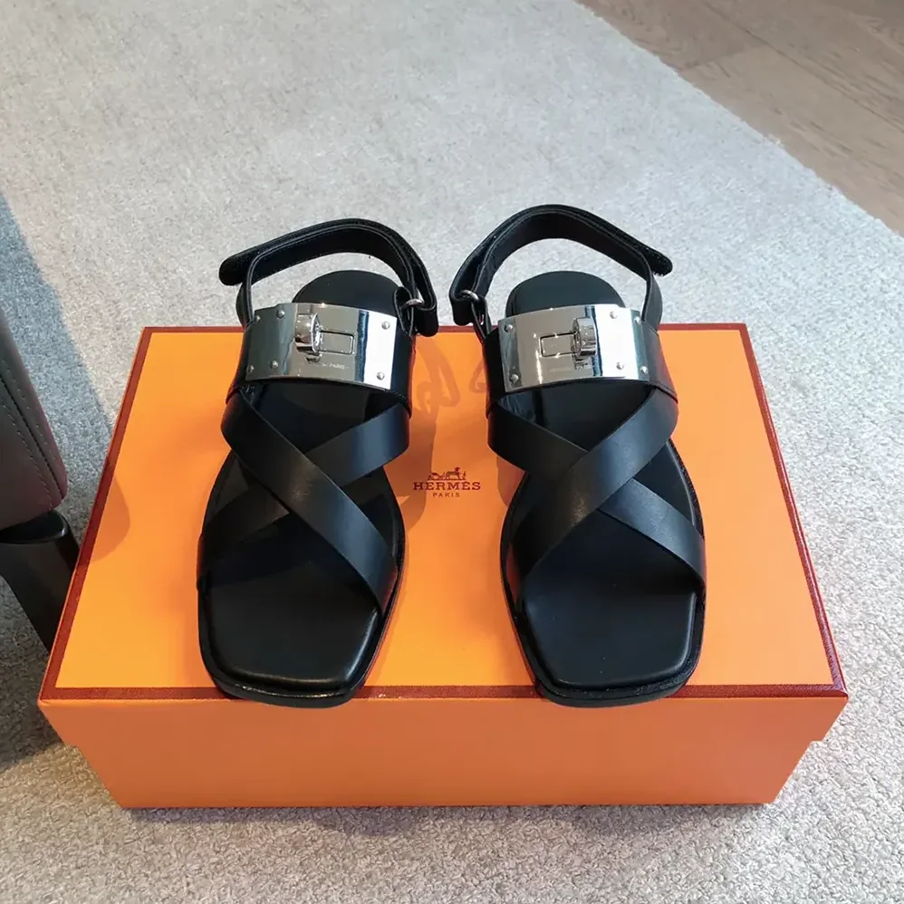 Hermes Ines Sandal-Black H241155Z for Women