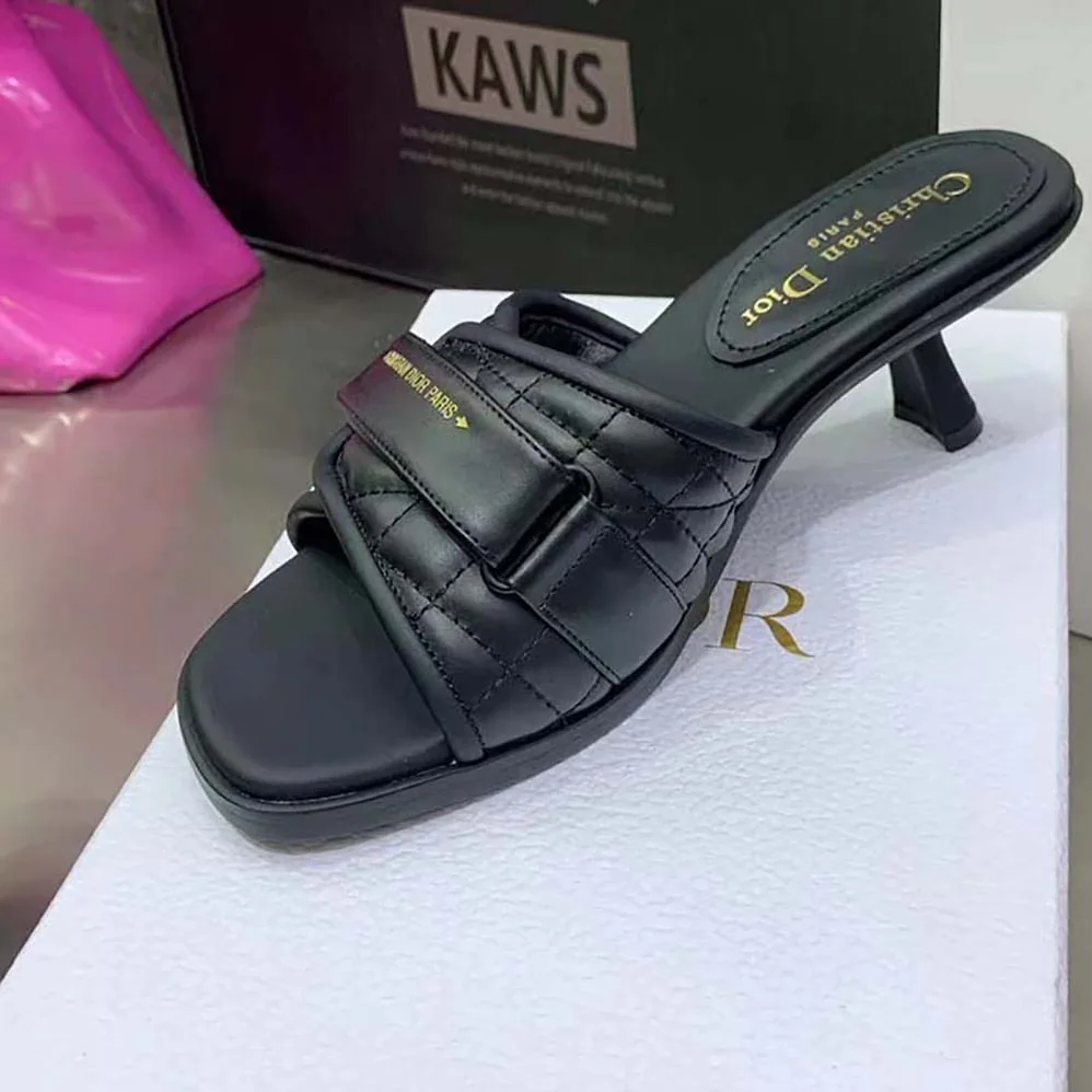 Dior Dio(r)evolution Heeled Slide Black Quilted Cannage Calfskin for Women Dior Dio(r)evolution Heeled Slide Black Quilted Cannage Calfskin for Women