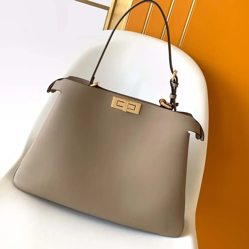 Fendi Peekaboo Soft Large Dove gray Leather Bag for Women