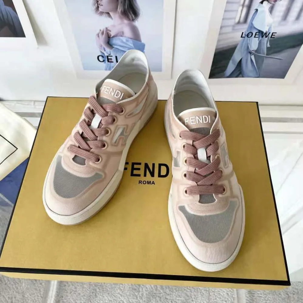 Fendi Match Pink Mesh Low Tops for Unisex