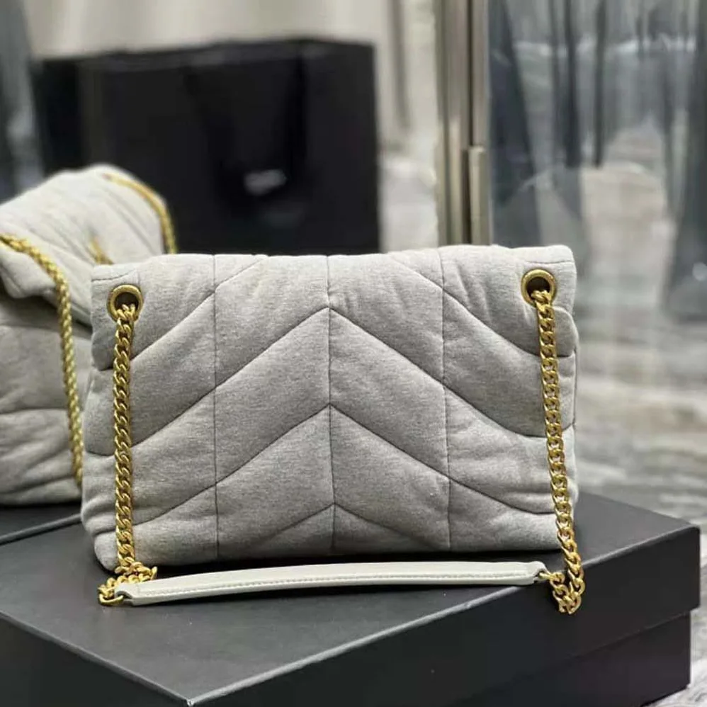 Saint Laurent YSL Puffer Toy Bag in Jersey for Women in White