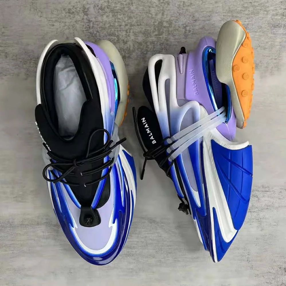 Balmain Unicorn Low-Top Trainers in Neoprene and Calfskin for Unisex in Blue Balmain Unicorn Low-Top Trainers in Neoprene and Calfskin for Unisex in Blue