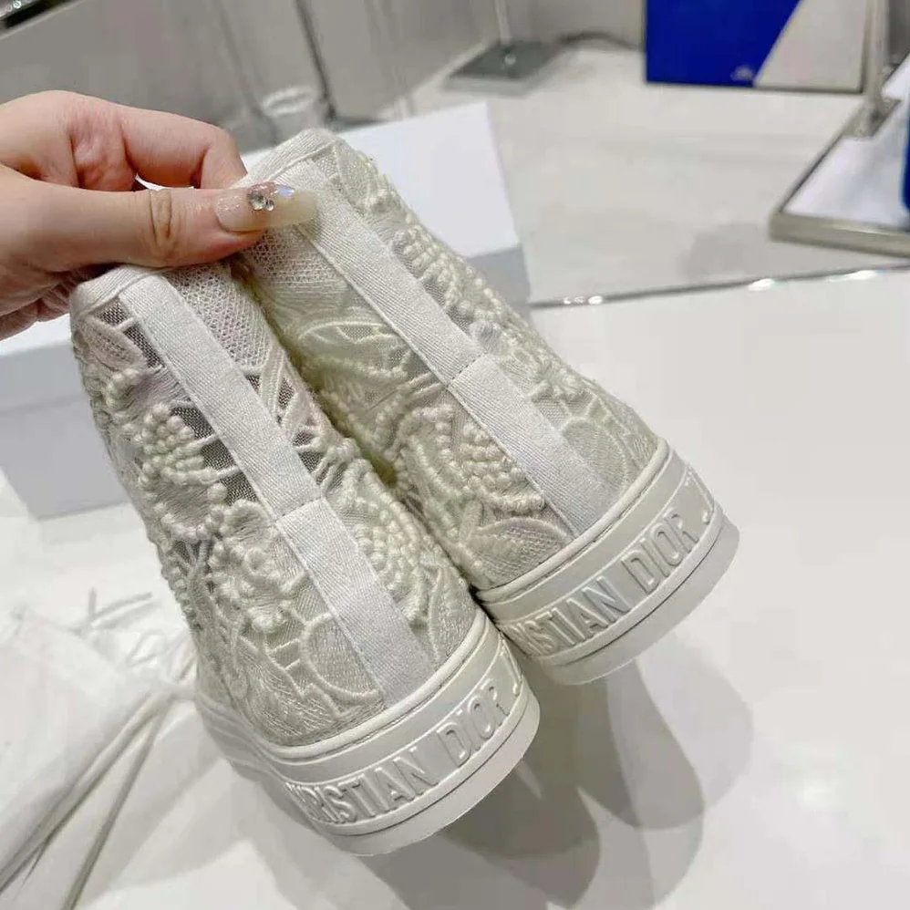 Dior Walk N Dior High-Top Sneaker White Macramé Embroidered Cotton for Women Dior Walk N Dior High-Top Sneaker White Macramé Embroidered Cotton for Women