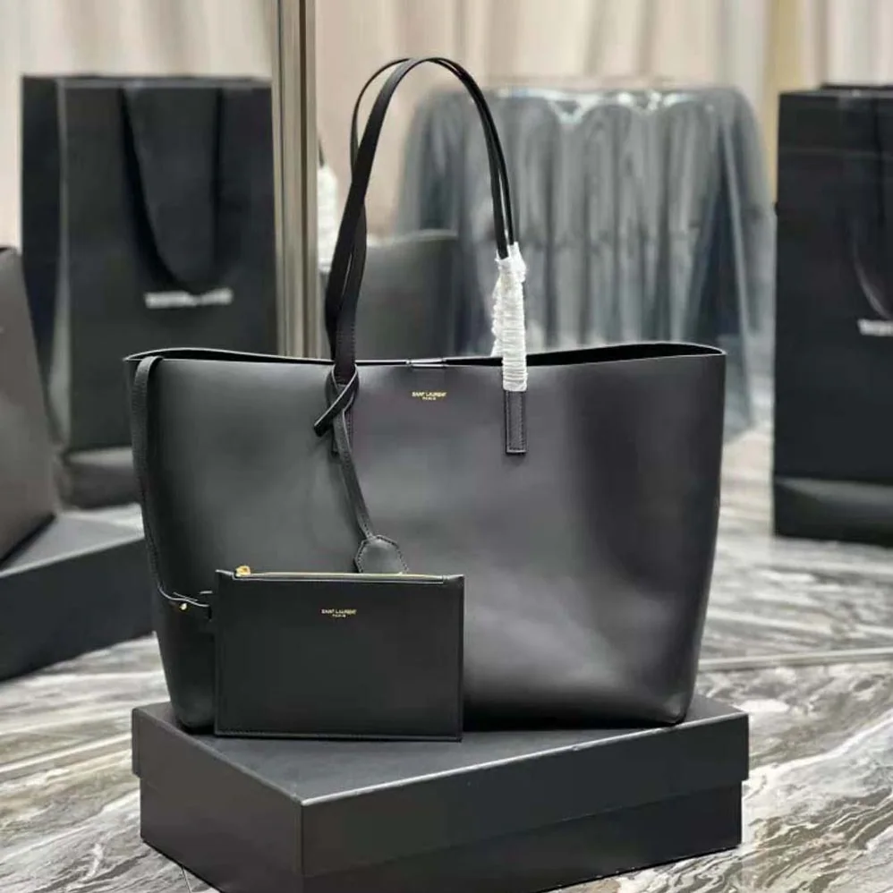 Saint Laurent YSL Shopping Saint Laurent E/W in Supple Leather for Women in Black Saint Laurent YSL Shopping Saint Laurent E/W in Supple Leather for Women in Black