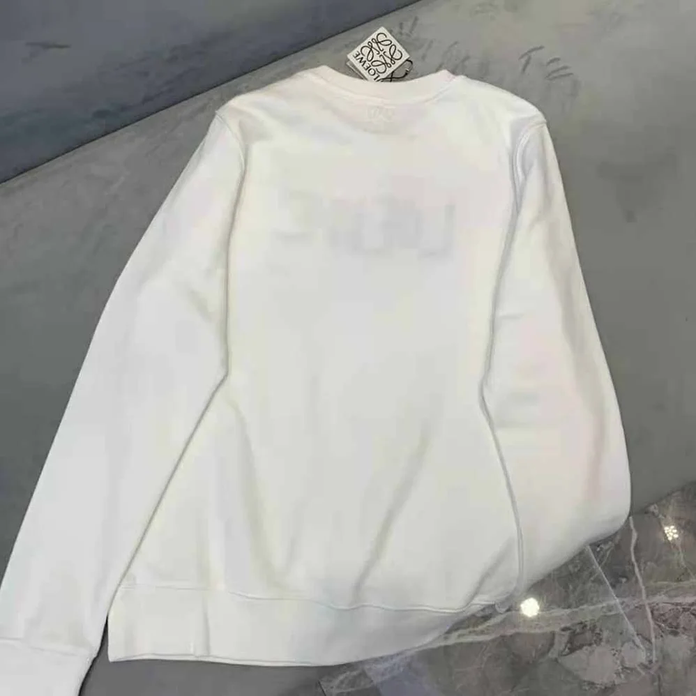 Loewe Embroidered Sweatshirt in Cotton for Women in White Loewe Embroidered Sweatshirt in Cotton for Women in White