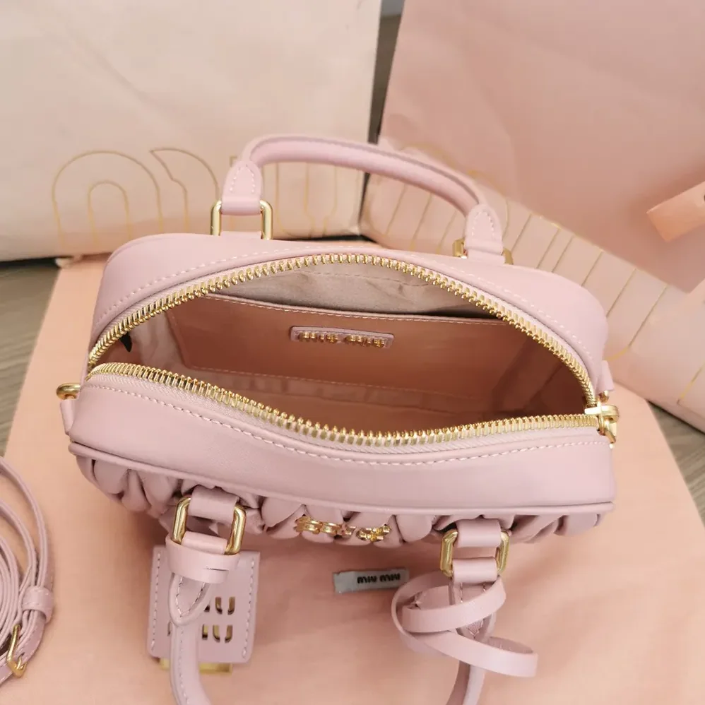 Miu Miu Arcadie Matelassé Nappa Leather Bag for Women in Alabaster Pink Miu Miu Arcadie Matelassé Nappa Leather Bag for Women in Alabaster Pink