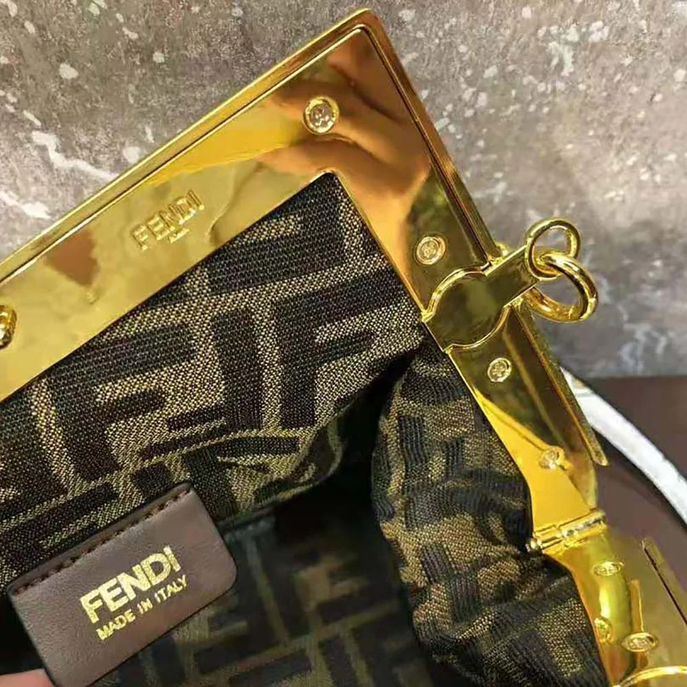 Fendi First Small Fendace White Printed Silk Bag for Women Fendi First Small Fendace White Printed Silk Bag for Women