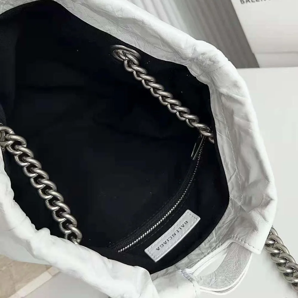 Balenciaga Crush Small Tote Bag in White Crushed Calfskin for Women Balenciaga Crush Small Tote Bag in White Crushed Calfskin for Women