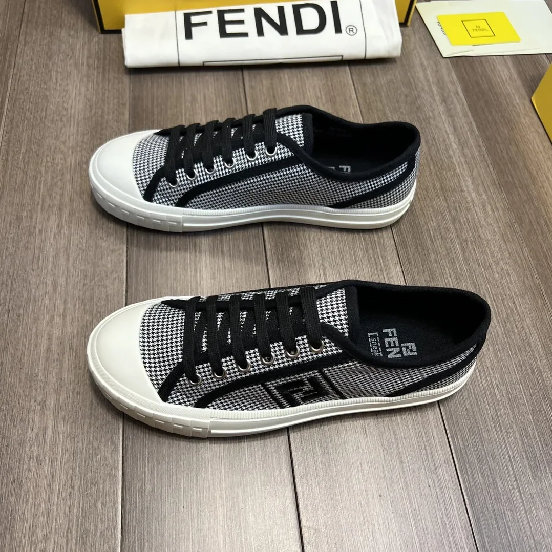 Fendi FD Domino Fabric Low-Tops Sneakers Black 7E1553AKX2F1DVL