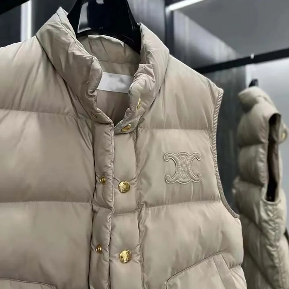 Celine Quilted Blouson Jacket in Lightweight Nylon for Women in Beige Celine Quilted Blouson Jacket in Lightweight Nylon for Women in Beige