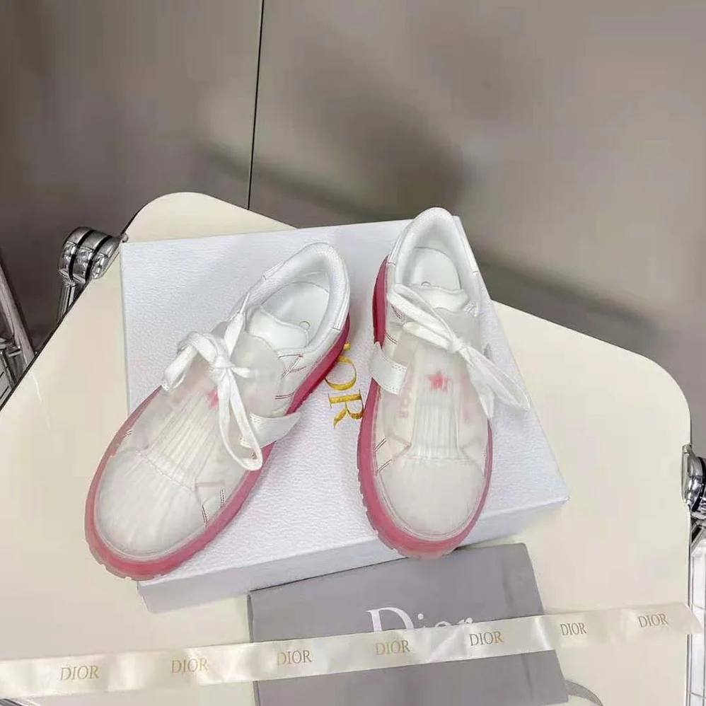 Dior Dior-Id Sneaker White Calfskin and Transparent Red Rubber for Women
