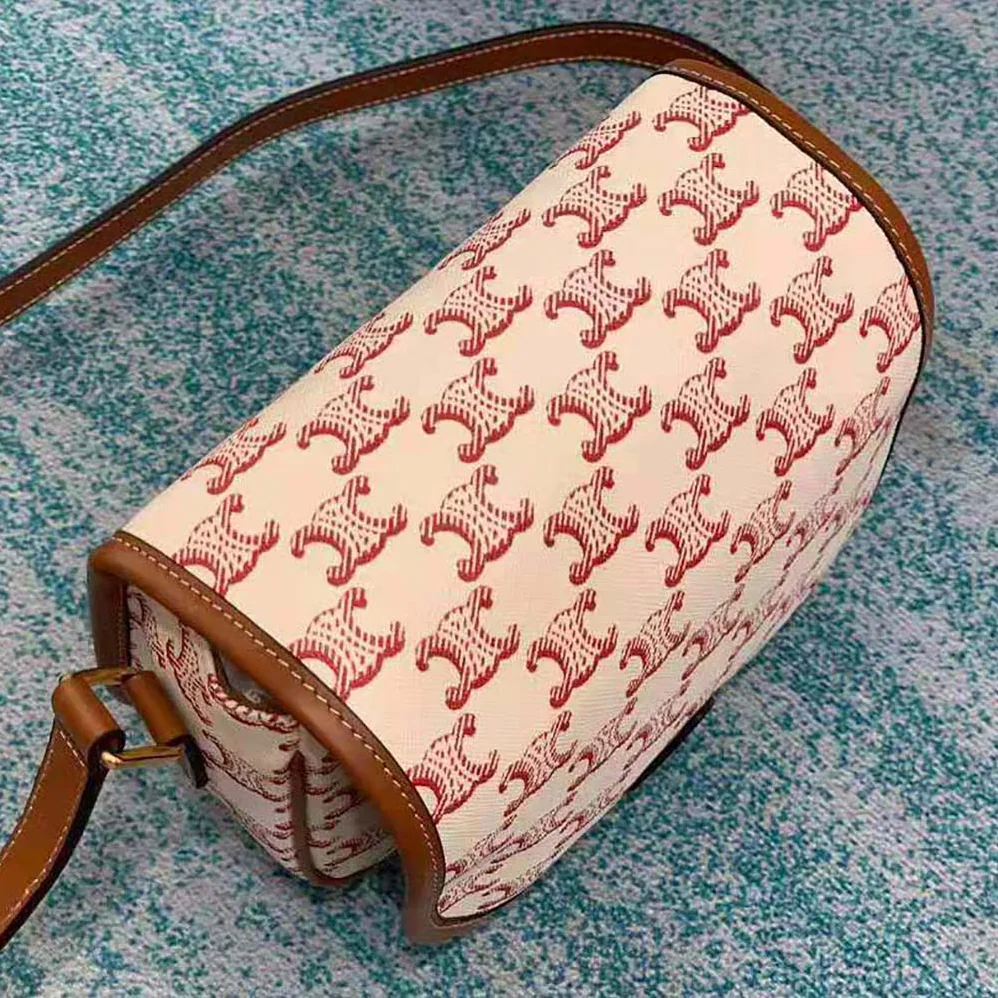 Celine Medium Folco Bag in Triomphe Canvas and Calfskin for Women