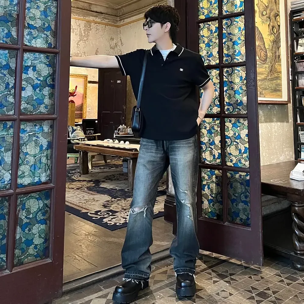 Celine Classic Polo Shirt in Cotton Piqué-Black 2X75H626U.38AW for Men Celine Classic Polo Shirt in Cotton Piqué-Black 2X75H626U.38AW for Men