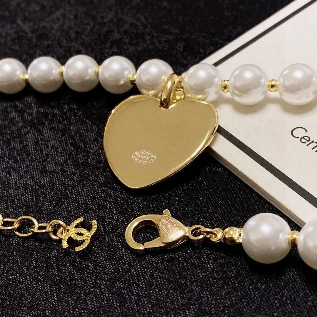 Chanel Double C Pearl Love Necklace White Chanel Double C Pearl Love Necklace White