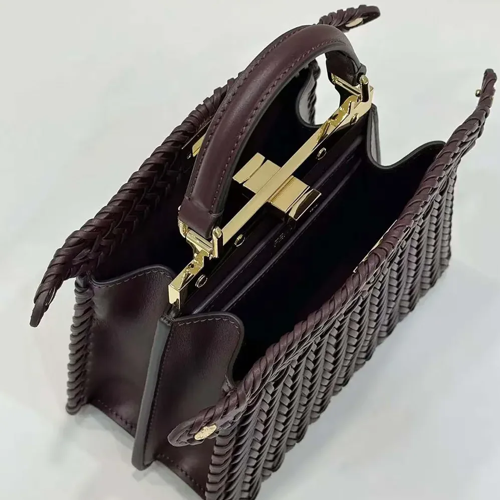 Fendi Peekaboo ISeeU Petite Maroon Padded Calfskin Leather Bag for Women