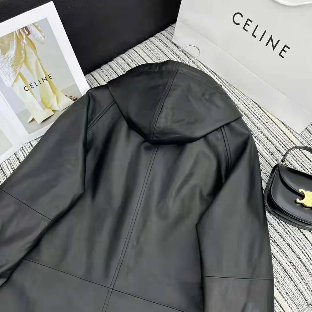 Celine Oversized Parka in Plongé Lambskin for Women Celine Oversized Parka in Plongé Lambskin for Women