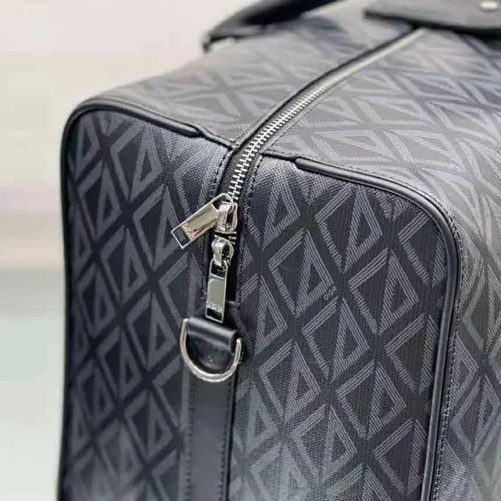 Dior Lingot 50 Duffle Bag Black CD Diamond Canvas for Men Dior Lingot 50 Duffle Bag Black CD Diamond Canvas for Men