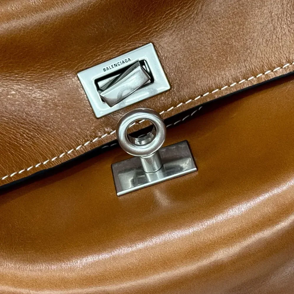 Balenciaga Rodeo Handbag Mini in Tan Cowboy Vegetable Tanned Lambskin Aged for Women in silver Hardware