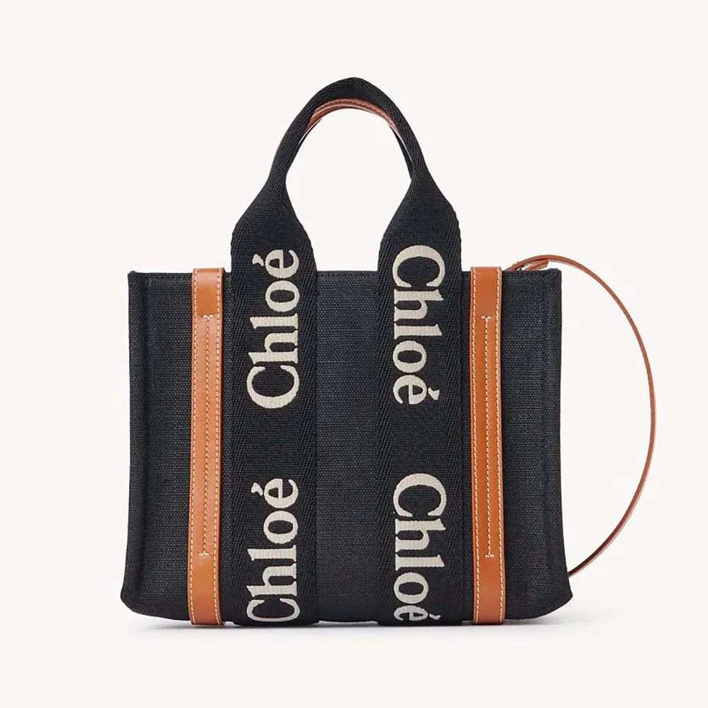 Chloe Small Woody Tote Bag for Women in Black Chloe Small Woody Tote Bag for Women in Black