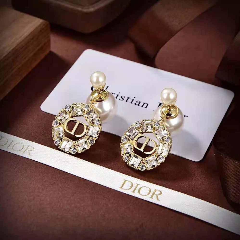 Dior Tribales Earrings Gold-Finish Metal and White Resin Pearls for Women